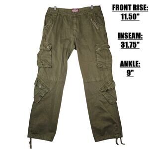 Matchstick Cargo Pants Mens XXL 36 Green Retro Relaxed Grunge Multipockets